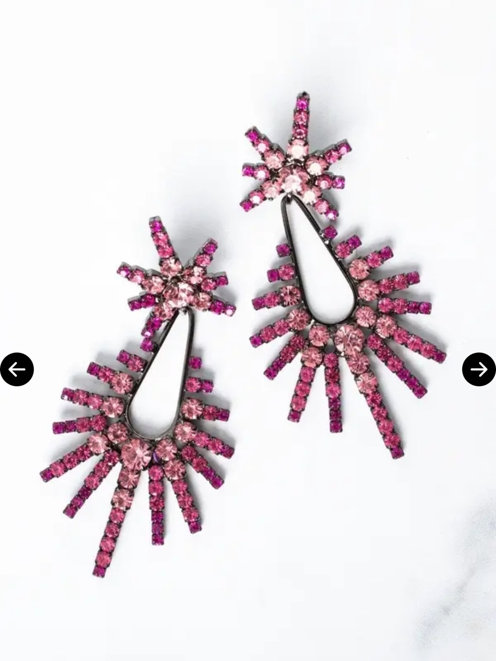 Pink Crystal Starburst Drop Earrings - Picture 2 of 6